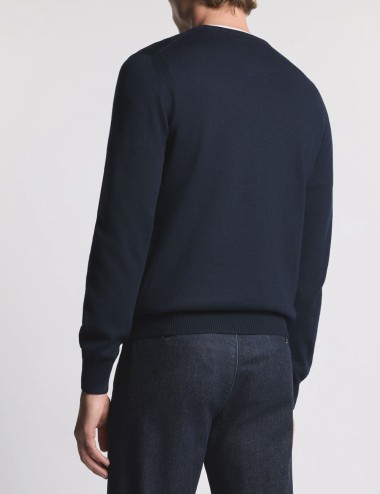Round-neck Jumper in Wool blue