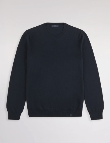 Round-neck Jumper in Wool blue