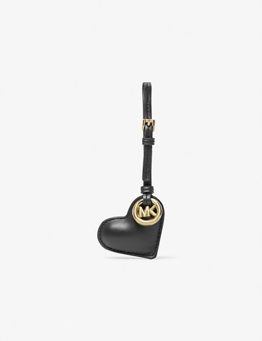 Puffy Heart Leather Bag Charm black