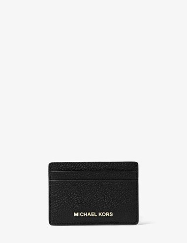 Pebbled Leather Card Case black