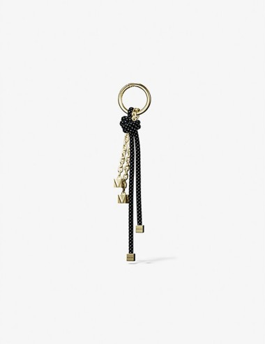 Gold-Tone and Speckled Cord Bag Charm black