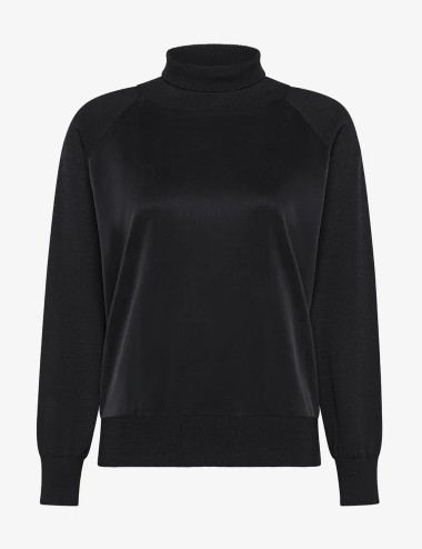 Maglione Cupro Turtleneck Wom Soft Knit nero