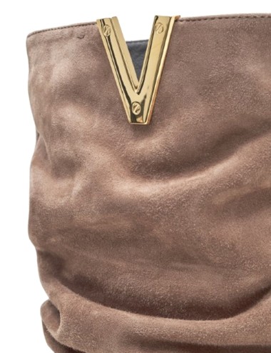 3/4 boot with ruffles in maple suede