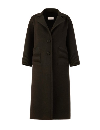 Cappotto lungo in cashmere con balze wenge