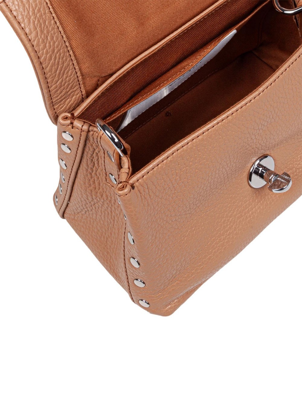 BORSA POSTINA DAILY BABY IN PELLE MARTELLATA BROWN CANTUCCI