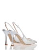 Slingback MYA in nappa laminata con punta in rete e strass argento