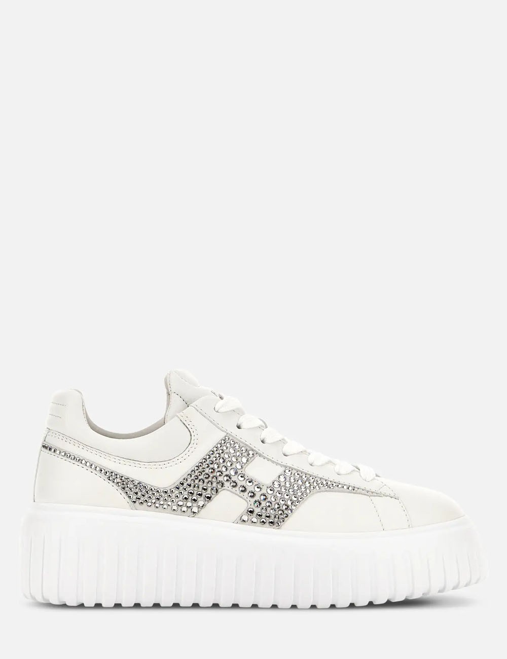 Sneakers H-Stripes with strass White Silver