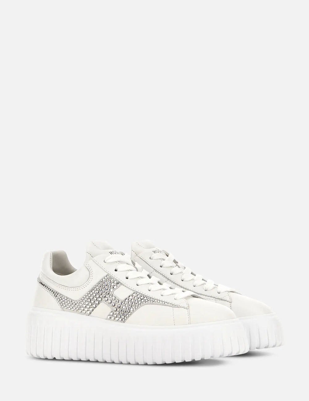 Sneakers H-Stripes con strass Bianco Argento