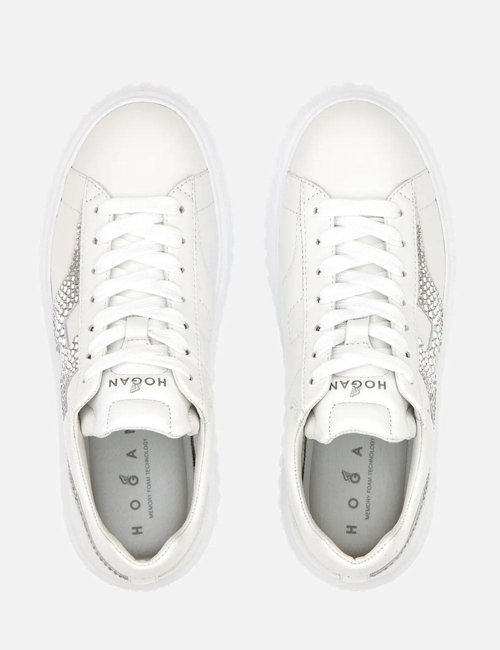 Sneakers H-Stripes with strass White Silver