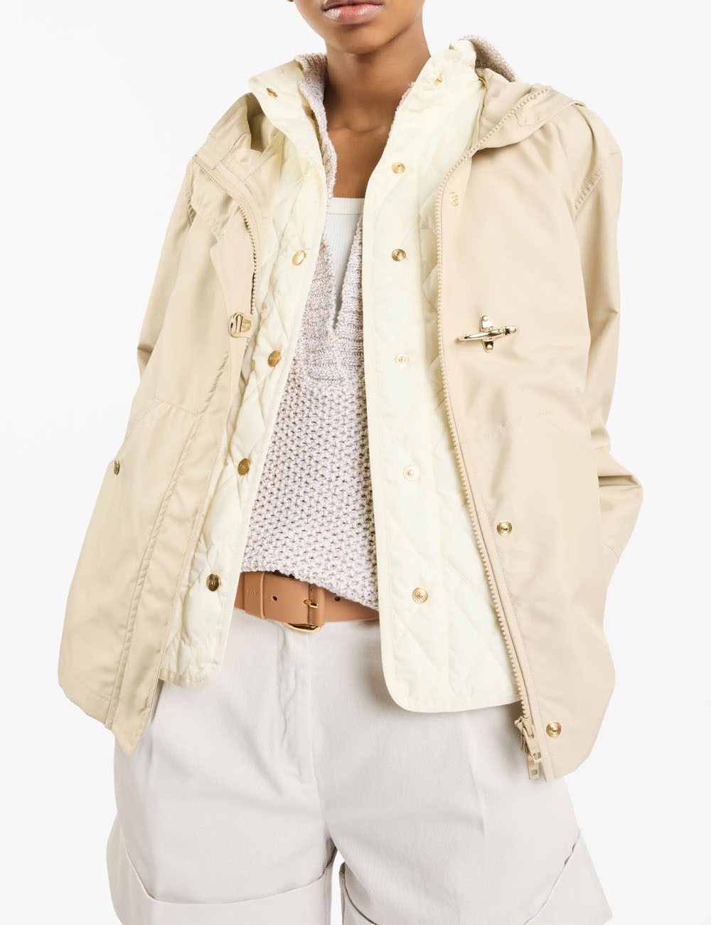Parka Corto in Popeline Tecnico beige