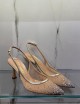 Slingback MYA in nappa laminata con punta in rete e strass platino