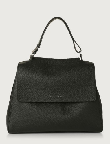 Borsa a spalla media Sveva Soft in pelle con tracolla Nero