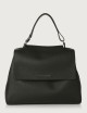 Sveva Soft Medium leather shoulder bag with shoulder strap black