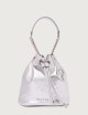 Mini secchiello Nest Metal in pelle con tracolla argento