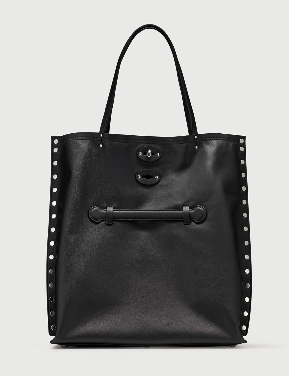 copy of BORSA A' SPASSO® MEDIUM IN SMOOTH BLACK LAVAGNA LEATHER