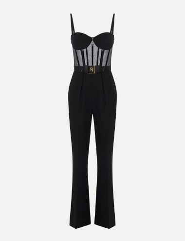 Jumpsuit in lightweight crêpe and tulle fabrics black