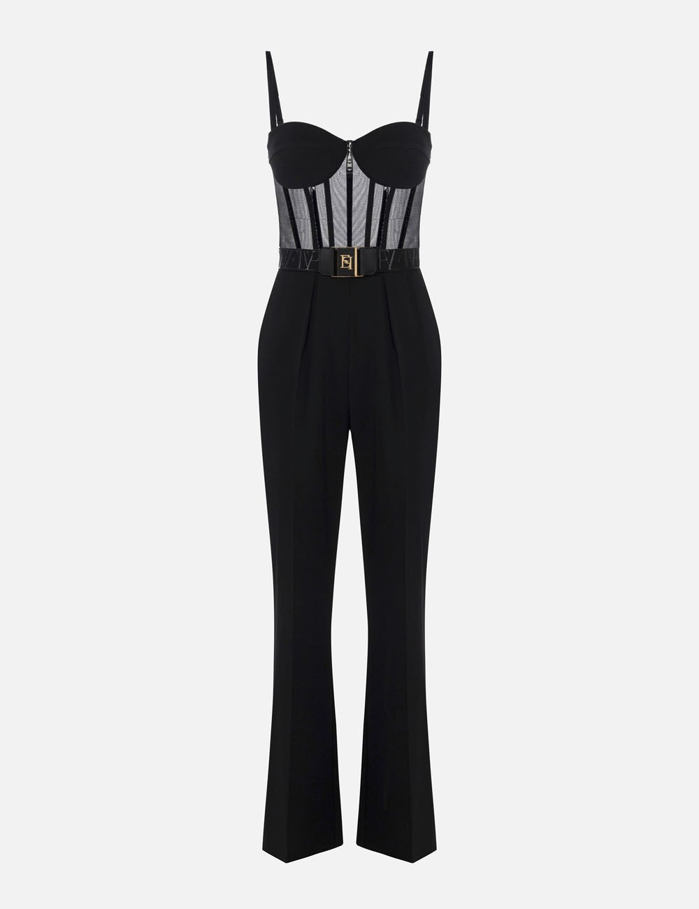 Jumpsuit in lightweight crêpe and tulle fabrics black