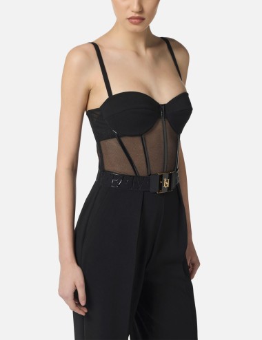 Jumpsuit in lightweight crêpe and tulle fabrics black