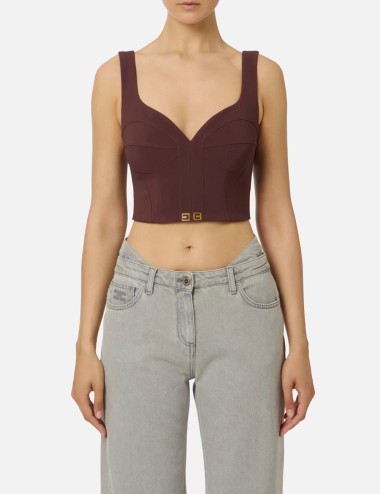Top in crêpe leggero con dettagli logo merlot