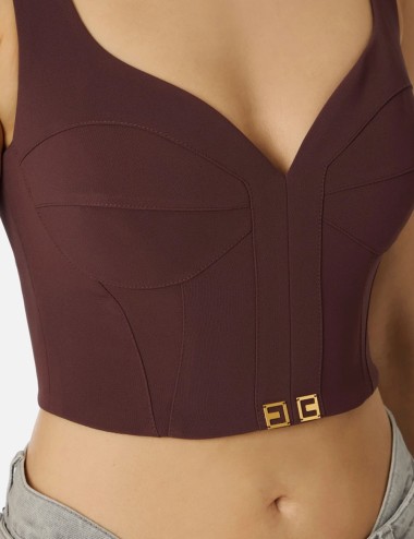 Top in crêpe leggero con dettagli logo merlot