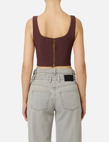 Top in crêpe leggero con dettagli logo merlot