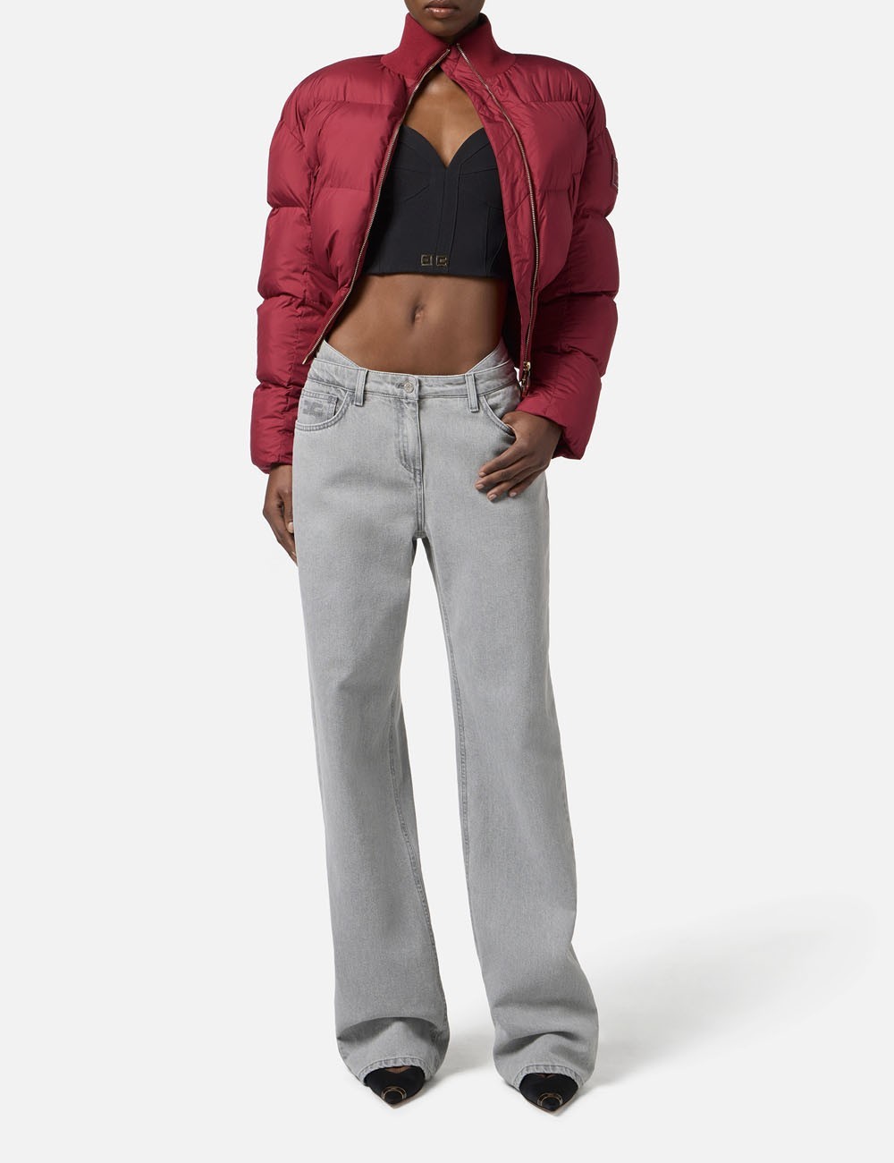 Top in lightweight crêpe fabric with logo details black
