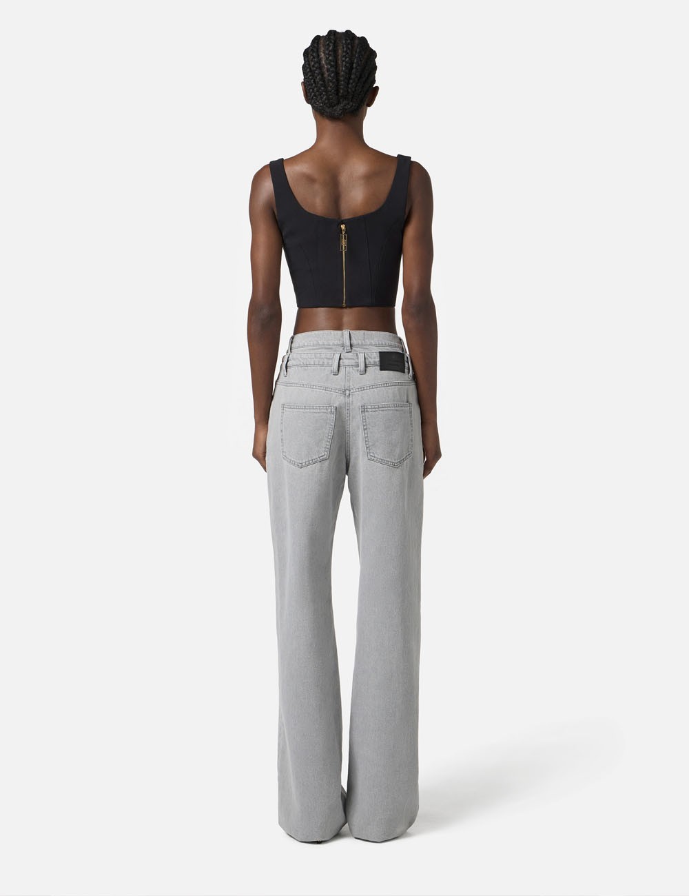 Top in lightweight crêpe fabric with logo details black