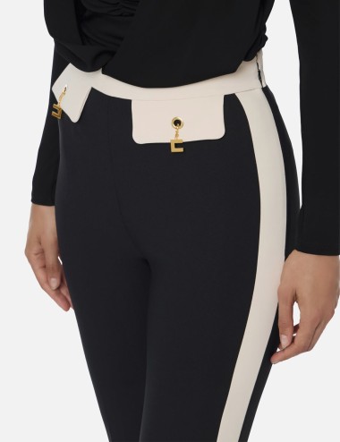 Two-colour trousers in double-layer crêpe fabric black milk