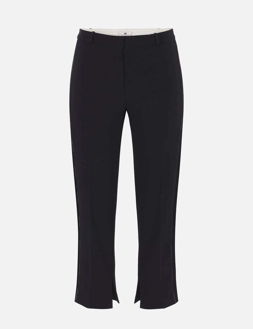 Trousers in lightweight crêpe fabric with tuxedo details black