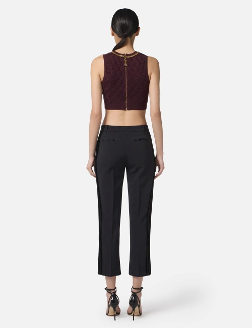 Pantaloni in crêpe leggero con dettagli smoking neri