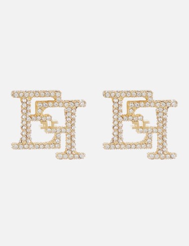 Earrings with double logo yellow gold