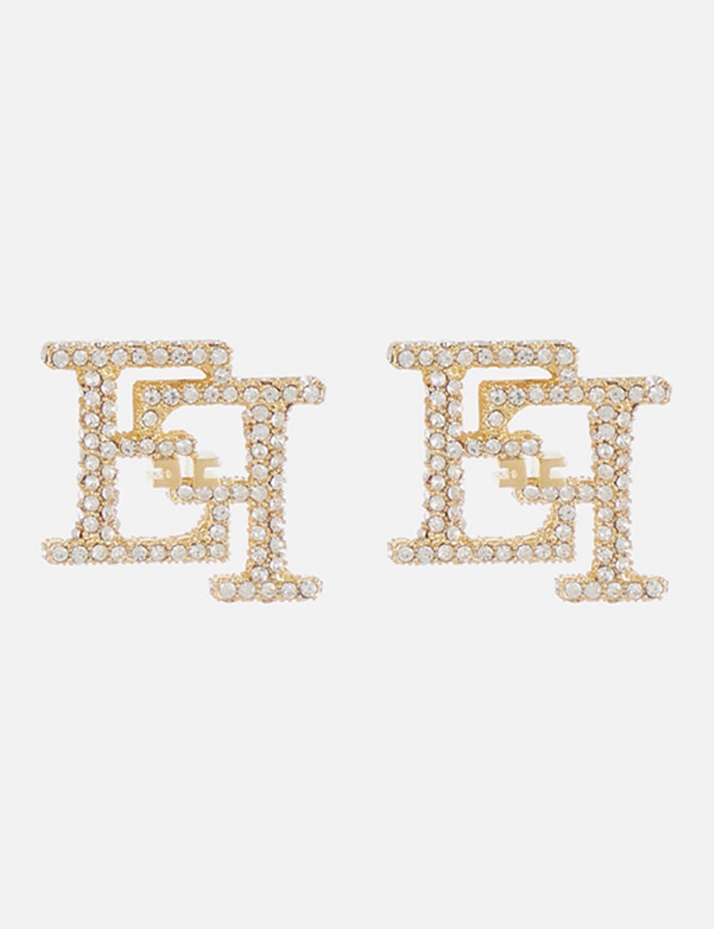 Earrings with double logo yellow gold