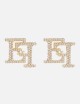 Earrings with double logo yellow gold