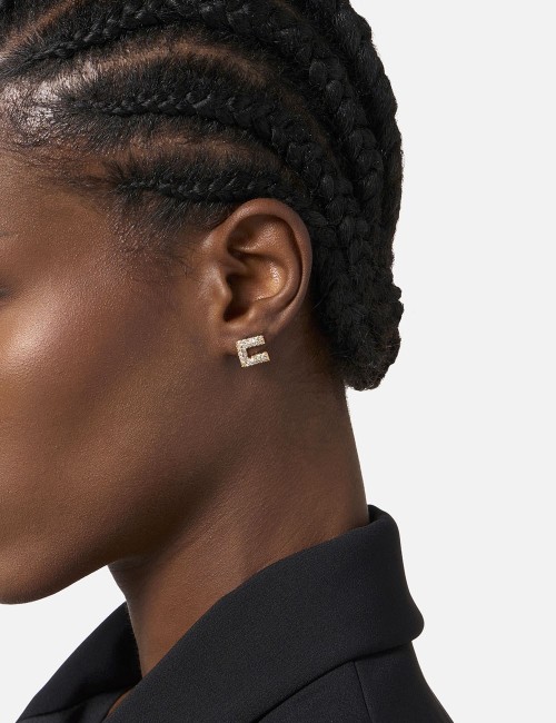 Earrings with rhinestones yellow gold