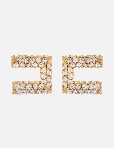 Earrings with rhinestones yellow gold