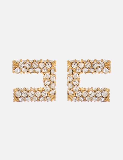 Earrings with rhinestones yellow gold