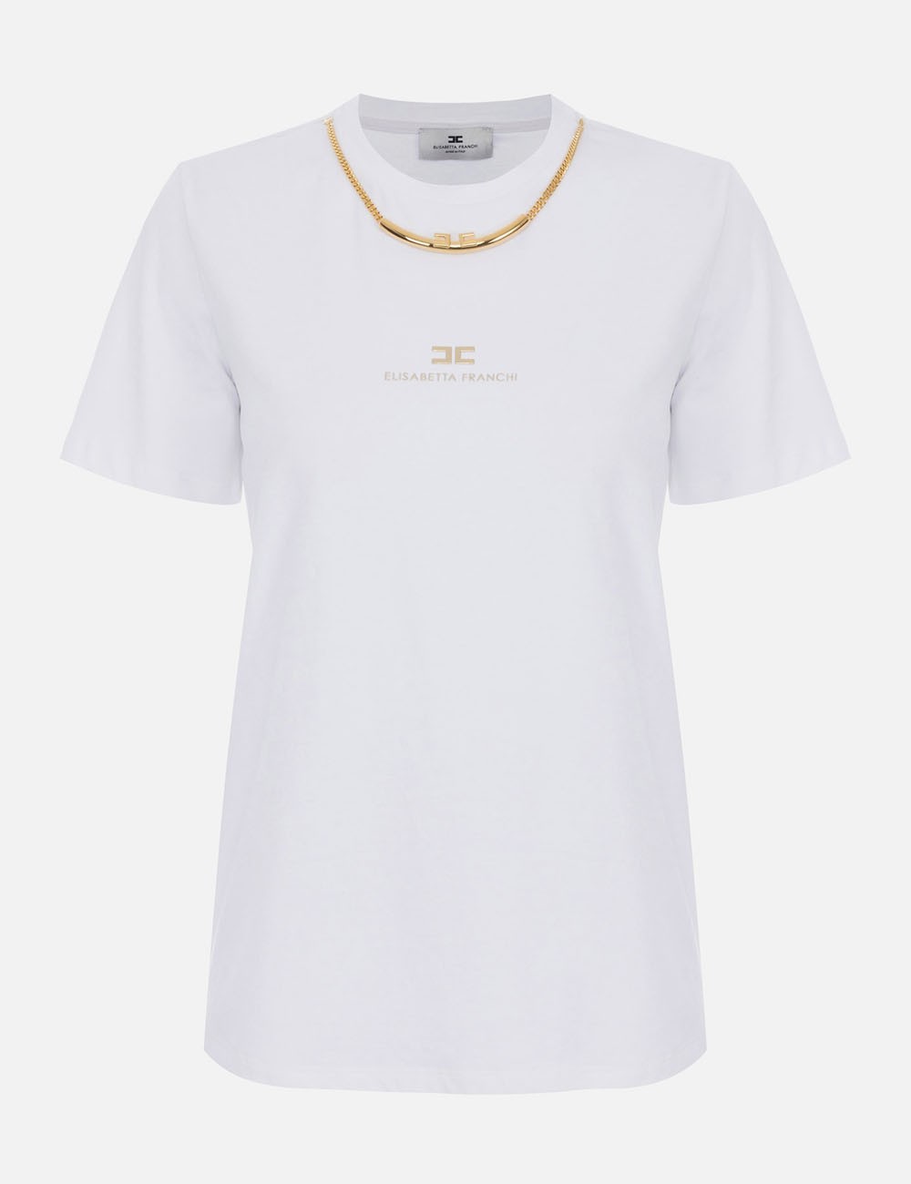 T-shirt in jersey di cotone con collana gesso