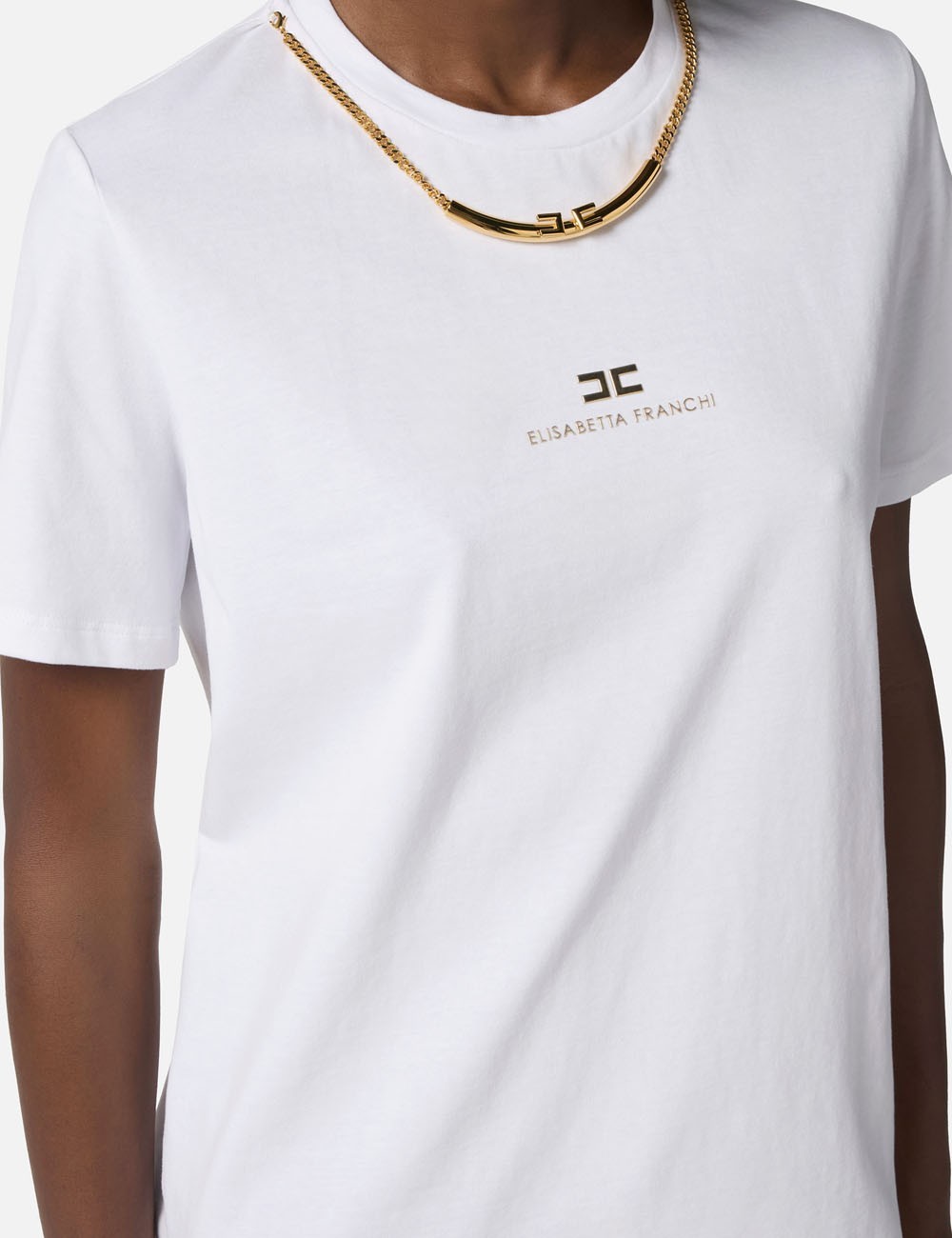 T-shirt in jersey di cotone con collana gesso