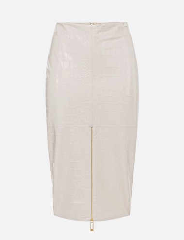 Crocodile print textured skirt milk