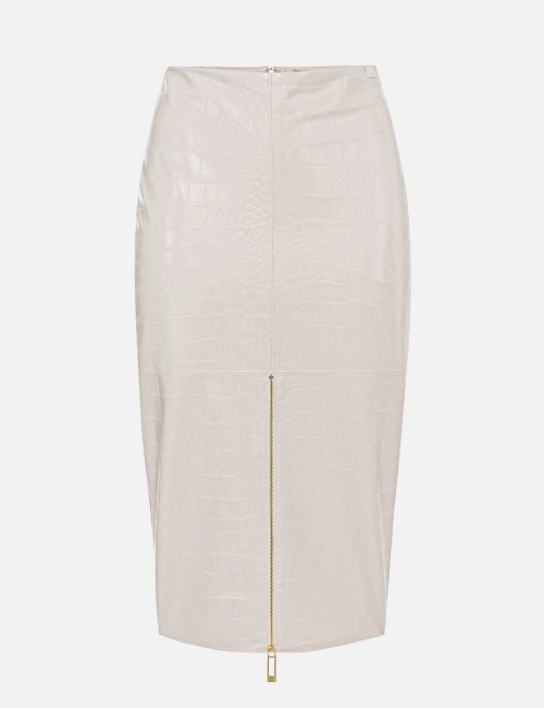 Crocodile print textured skirt milk