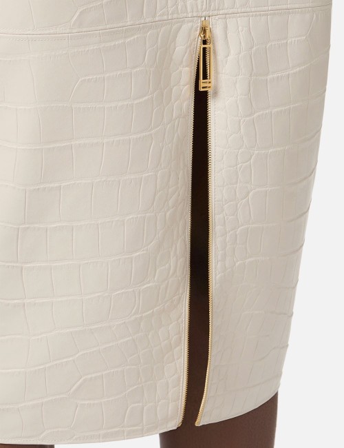 Crocodile print textured skirt milk