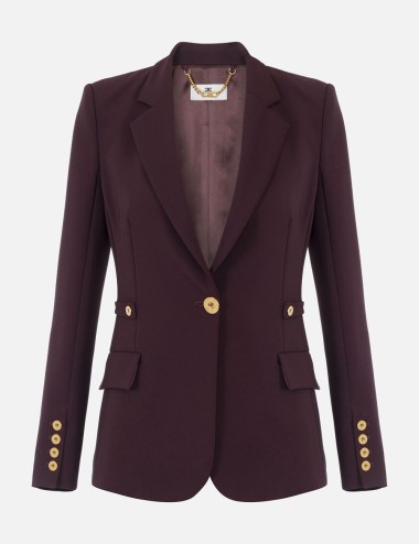 Jacket in lightweight crêpe fabric with jewel details merlot