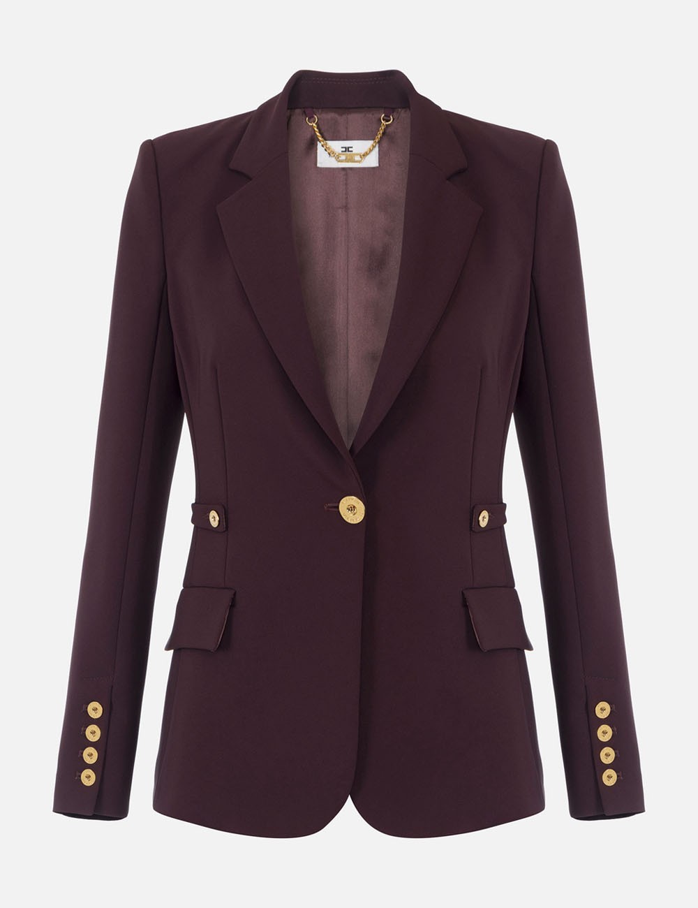 Jacket in lightweight crêpe fabric with jewel details merlot