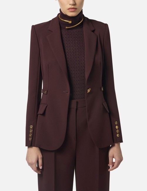 Jacket in lightweight crêpe fabric with jewel details merlot
