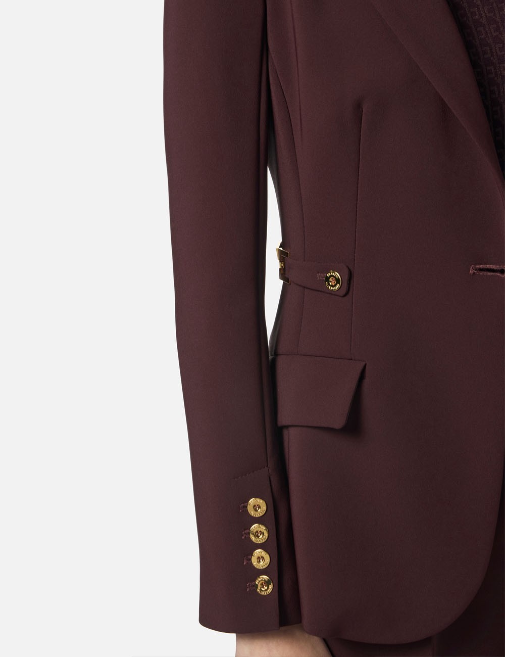 Jacket in lightweight crêpe fabric with jewel details merlot