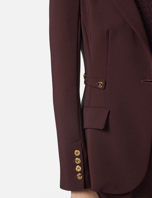 Jacket in lightweight crêpe fabric with jewel details merlot