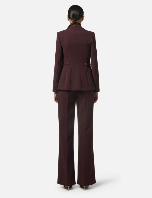 Jacket in lightweight crêpe fabric with jewel details merlot