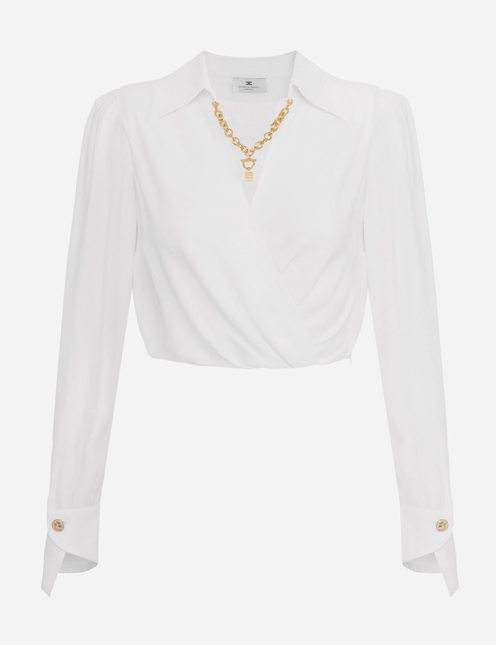 Camicia in georgette con dettaglio gioiello avorio