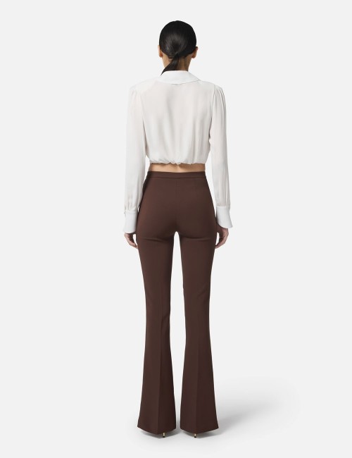 Blouse in georgette fabric with jewel detail ivory
