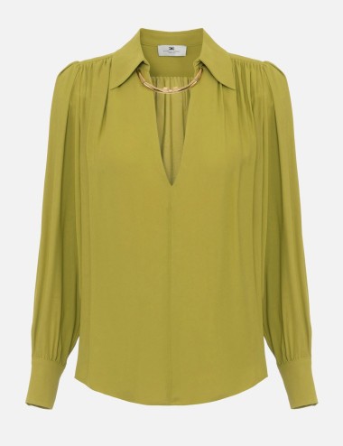 Camicia in georgette con dettaglio gioiello iguana
